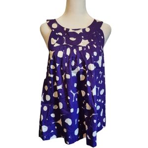 EUC Theory Purple & White Geometric Circles Halter Style Top
